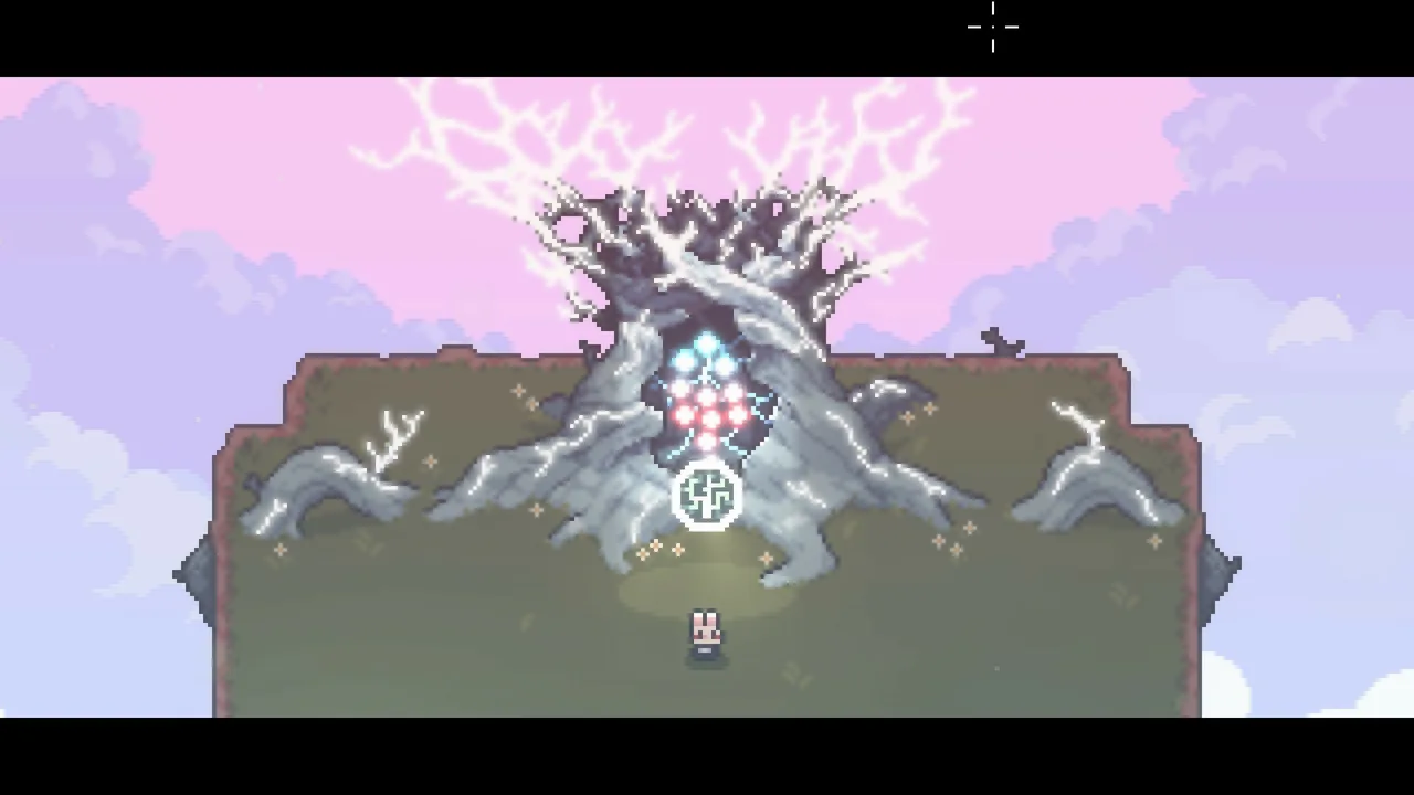 Official Sephiria screenshot showing a boss arena with a giant tree and energy core.