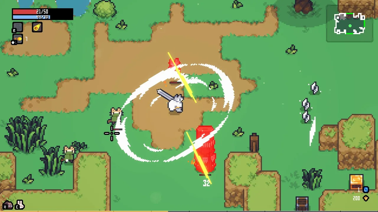 Official Sephiria screenshot showing grassland combat and a weapon attack arc.